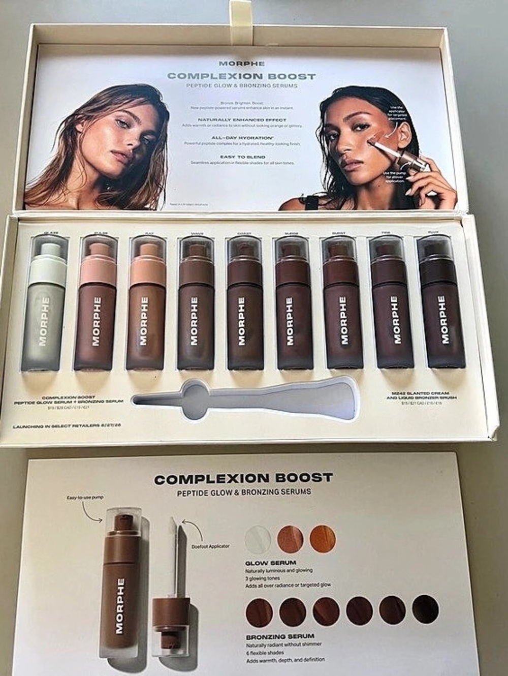 Morphe Complexion Boost Peptide Glow & Bronzing Serums PR Box Set Peptide Glow &